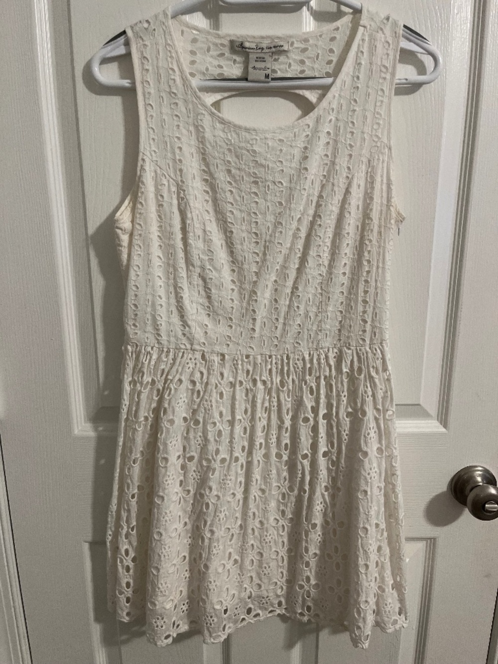 American Rag Mini Sleeves White Cotton Beach Dress